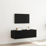 TV Wall Cabinet with LED 2 pcs Black Oak 100 x 35 x 31 cm 863112