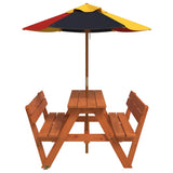 Picnic Table for 4 Kids with Umbrella Solid Wood Fir 3281619