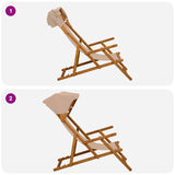 Deck Chair 2 pcs 3 Position Solid Eucalyptus Wood Taupe 3407815