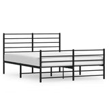 Metal Bed Frame without Mattress with Footboard Black 140x200cm 352338