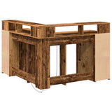 Desk with LED Lights Old Wood 130x130x91 cm Engineered Wood 3309454