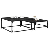 Coffee Table 2 pcs Black Oak Engineered Wood 881895