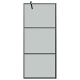 Walk-in Shower Wall with Shelf Black 80x195cm ESG Glass&Aluminium 3185454