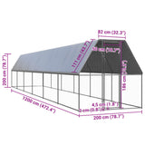 Outdoor Chicken Cage 2x12x2 m Galvanised Steel 3154375
