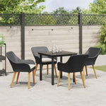 Garden Dining Set with Cushion 5 pcs Black Poly Rattan 3261671