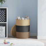 Storage Basket with Lid Black and Beige 37x50 cm Cotton 358479