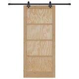 Sliding Door Natural and Black 93 x 211 cm Solid Pine Wood 3333516
