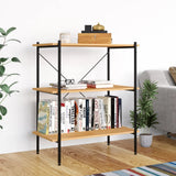 3-Tier Shelving Unit Black and Oak 80x40x92 cm 336340