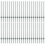 Fence Posts Height Adjustable Manual 44 pcs Green 140 cm Steel 3335919