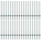 Fence Posts Height Adjustable Manual 44 pcs Green 140 cm Steel 3335919