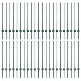 Embedded Fence Post 44 pcs Green 140 cm Powder-Coated Steel 3335919