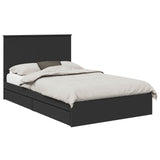 Storage Bed with Headboard Black 135 x 190 cm Engineered Wood 3409560