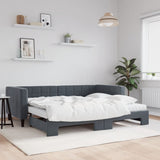 Daybed with Trundle and Mattresses Dark Grey 90x190 cm Velvet 3196784