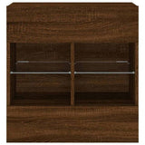 TV Wall Cabinet with LED Lights Brown Oak 58.5x30x60.5 cm 837098