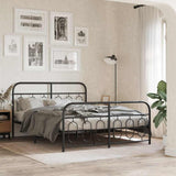Metal Bed Frame without Mattress with Footboard Black 140x200cm 377136