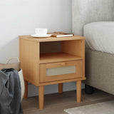 Bedside Cabinet SENJA Rattan Look Brown 40x35x48 cm Solid Wood Pine 358010
