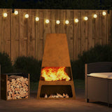 Fire Pit Brown 60 x 35 x 100 cm Weathering Steel 858939