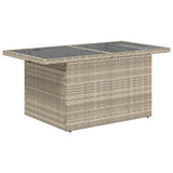 Garden Table with Glass Top Light Grey 100x55x73 cm Poly Rattan 366183