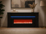 Fireplace with LED Strip Black Oak 92 x 20 x 54 cm 8021072