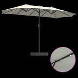 Garden Parasol Sand and Anthracite 385 x 209 x 244 cm Polyester 42003283