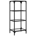 ZNTS Storage Rack with Transparent Glass Top 40x30x95 cm Steel 846038