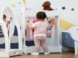 Kids Clothes Rail Wooden Hanging Rack with Storage Shelves Children Garment Freestanding Wardrobe T3398P347671