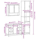 3 Piece Bathroom Furniture Set Sonoma Oak Engineered Wood 3301111