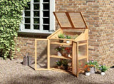 Wooden Cold Frame Polycarbonate Greenhouse with Openable Top Cover and Double Door, Grow House for T3398P377627