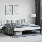 Metal Bed Frame without Mattress with Headboard Black 200x200cm 374444