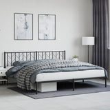 Metal Bed Frame without Mattress with Headboard Black 200x200cm 374444