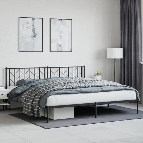 Metal Bed Frame without Mattress with Headboard Black 200x200cm 374444