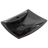 Black Luxury Ceramic Basin Rectangular with Overflow & Faucet Hole 140689