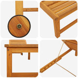Sun Lounger Reclining Brown 53 x 202 x 89cm Solid Acacia wood 4108106