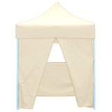 Professional Folding Party Tent with 4 Sidewalls 2x2 m Steel Cream 48882