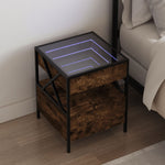 ZNTS Bedside Table with Infinity LED Smoked Oak 40x40x51 cm 3284103