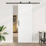 Sliding Door White and Black 83 x 232 cm Solid Pine Wood 3445464