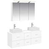 Bathroom Furniture Set 4 pcs White Engineered Wood and Glass 3406815