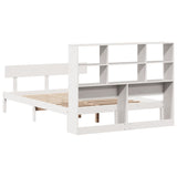 ZNTS Bookcase Bed without Mattress White 140x190 cm Solid Wood Pine 3321801