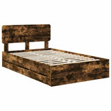 Bed Frame with Drawer Smoked Oak 120 x 190 cm Engineered Wood 3412210