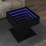 ZNTS Coffee Table with LED Black 50x50x45 cm Engineered Wood 847526