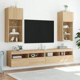 TV Cabinets with LED Lights 2 pcs Sonoma Oak 40.5x30x90 cm 837048