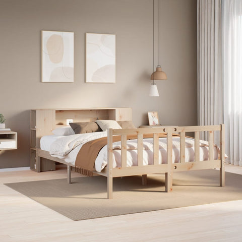 ZNTS Bookcase Bed without Mattress 120x190 cm Small Double Solid Wood Pine 3321649