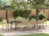 Garden Dining Set with Cushion 9 pcs Beige Poly Rattan 3379722