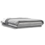 Bed Frame with LED Lights without Mattress Grey Sonoma 140x200cm 3281103