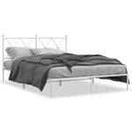 Metal Bed Frame without Mattress with Headboard White 140x190cm 376551