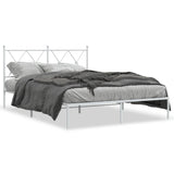 Metal Bed Frame without Mattress with Headboard White 140x190cm 376551