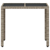 Garden Table with Glass Top Light Grey 90x90x75 cm Poly Rattan 368122