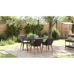 Garden Dining Set with Cushion 5 pcs Black Poly Rattan 3261666