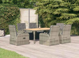 7 Piece Garden Dining Set Grey Poly Rattan&Solid Wood Acacia 3157630