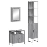 ZNTS 3 Piece Bathroom Furniture Set Grey Sonoma Engineered Wood 3214798